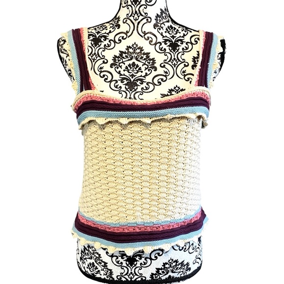 Andrew Marc New York Women's Crocheted Multicolored Top Sz-L - Picture 1 of 7